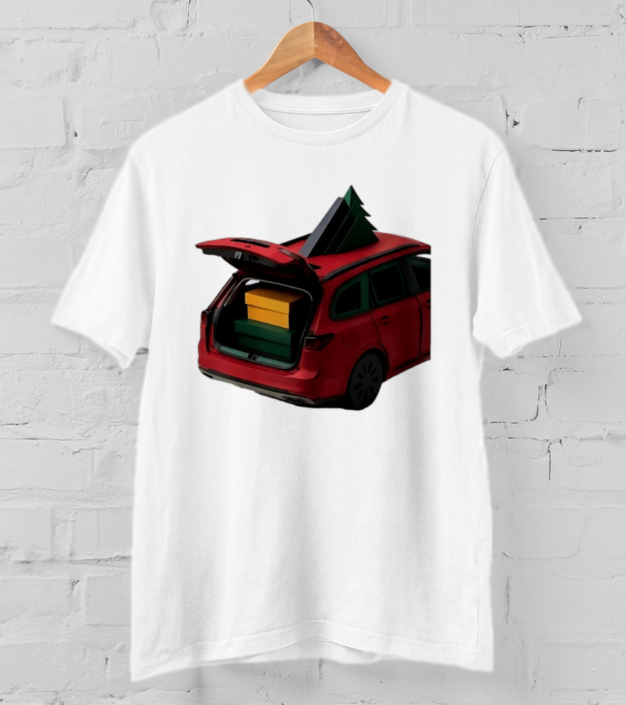 Most Likely To Pack The Car Festive Holiday Travel Scene With Christmas Tree And Gifts T-Shirt
