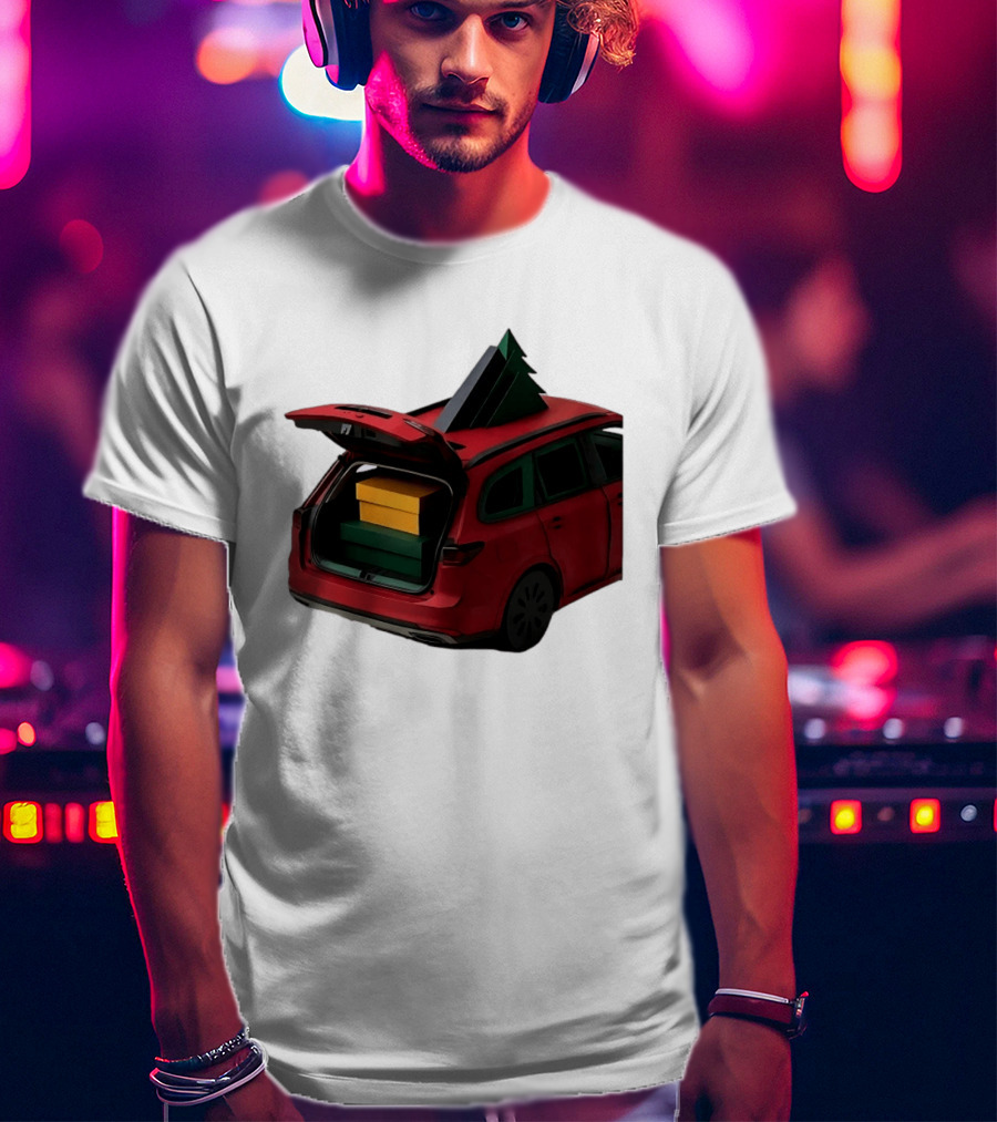 Most Likely To Pack The Car Festive Holiday Travel Scene With Christmas Tree And Gifts T-Shirt