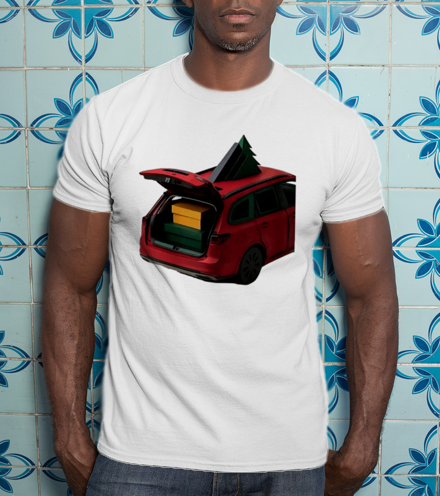 Most Likely To Pack The Car Festive Holiday Travel Scene With Christmas Tree And Gifts T-Shirt