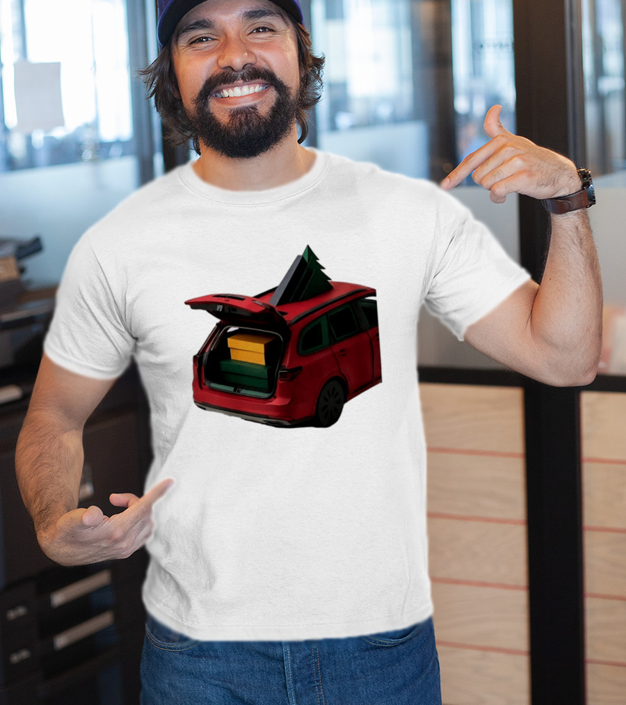 Most Likely To Pack The Car Festive Holiday Travel Scene With Christmas Tree And Gifts T-Shirt