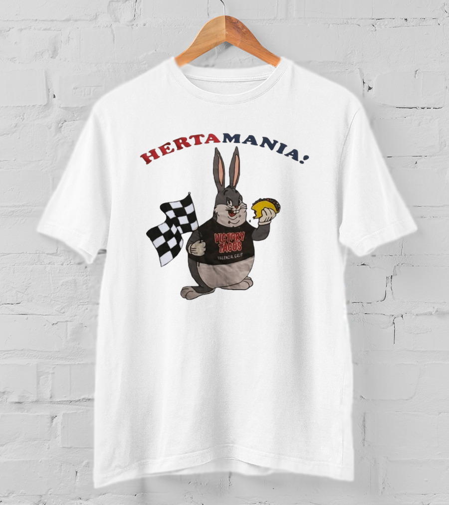 Hertamania Victory Tacos Valencia Calif Big Chungus Checkered Flag T-Shirt