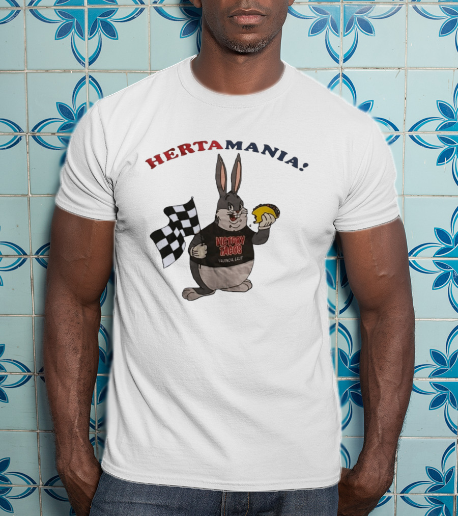 Hertamania Victory Tacos Valencia Calif Big Chungus Checkered Flag T-Shirt