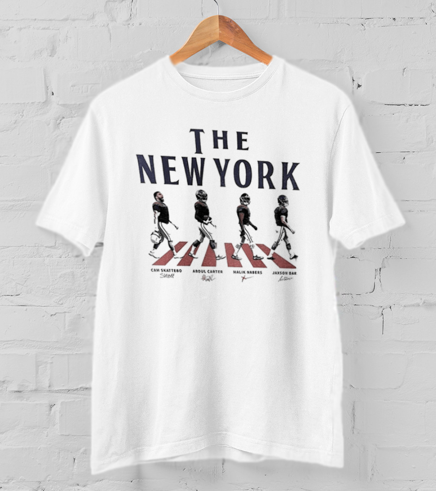 New York Walking Road Football Jaxson Dart Cam Skattebo Abbey Road T-Shirt