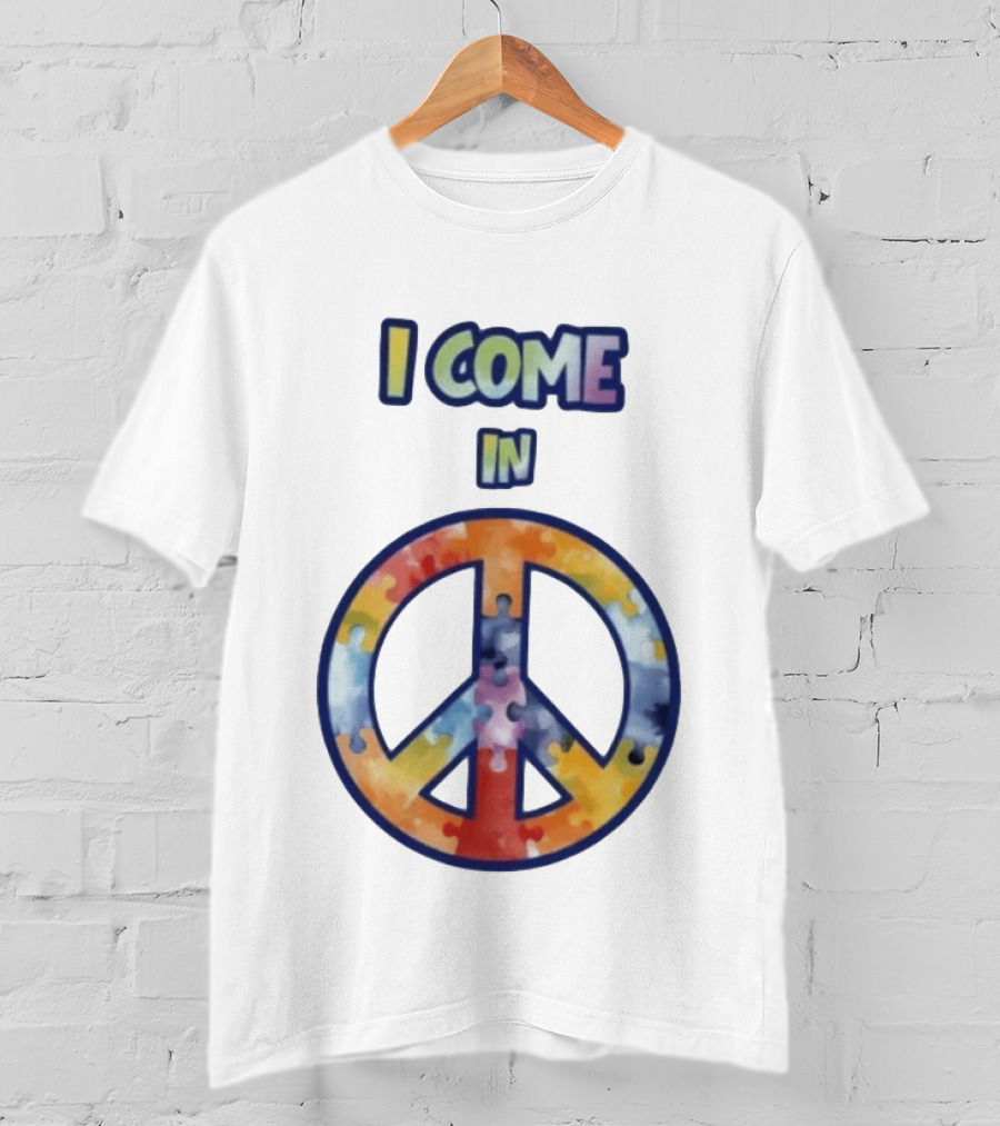 I Come In Peace Puzzle Piece Autism Awareness T-Shirt