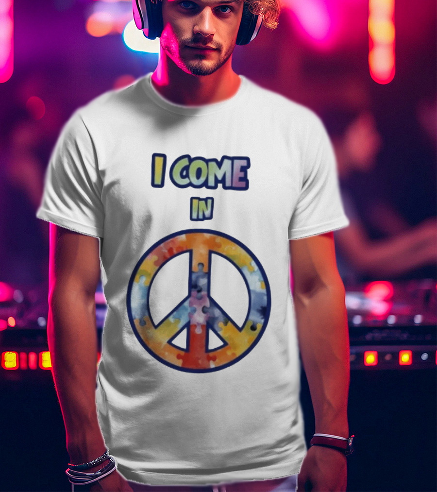 I Come In Peace Puzzle Piece Autism Awareness T-Shirt