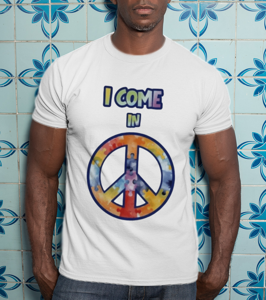I Come In Peace Puzzle Piece Autism Awareness T-Shirt