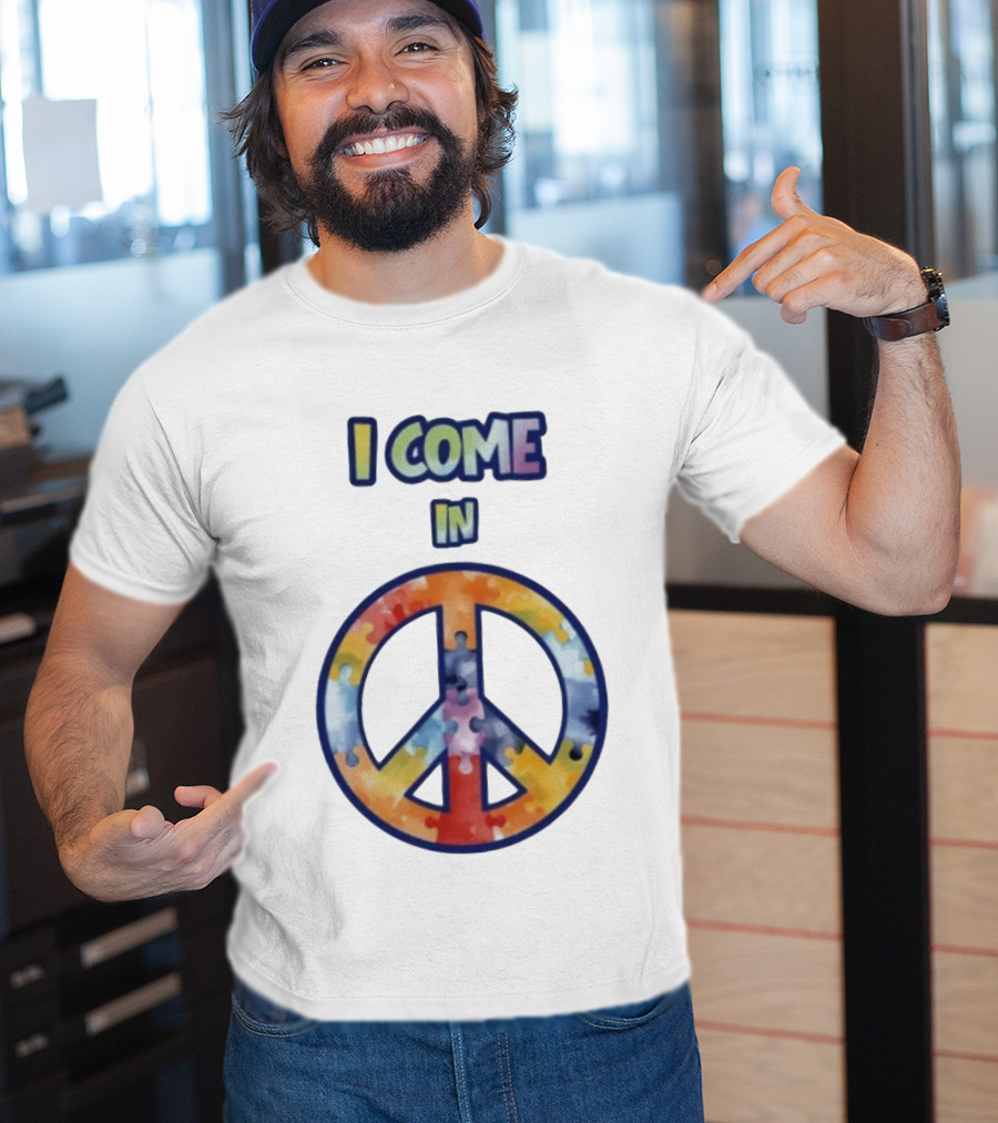 I Come In Peace Puzzle Piece Autism Awareness T-Shirt