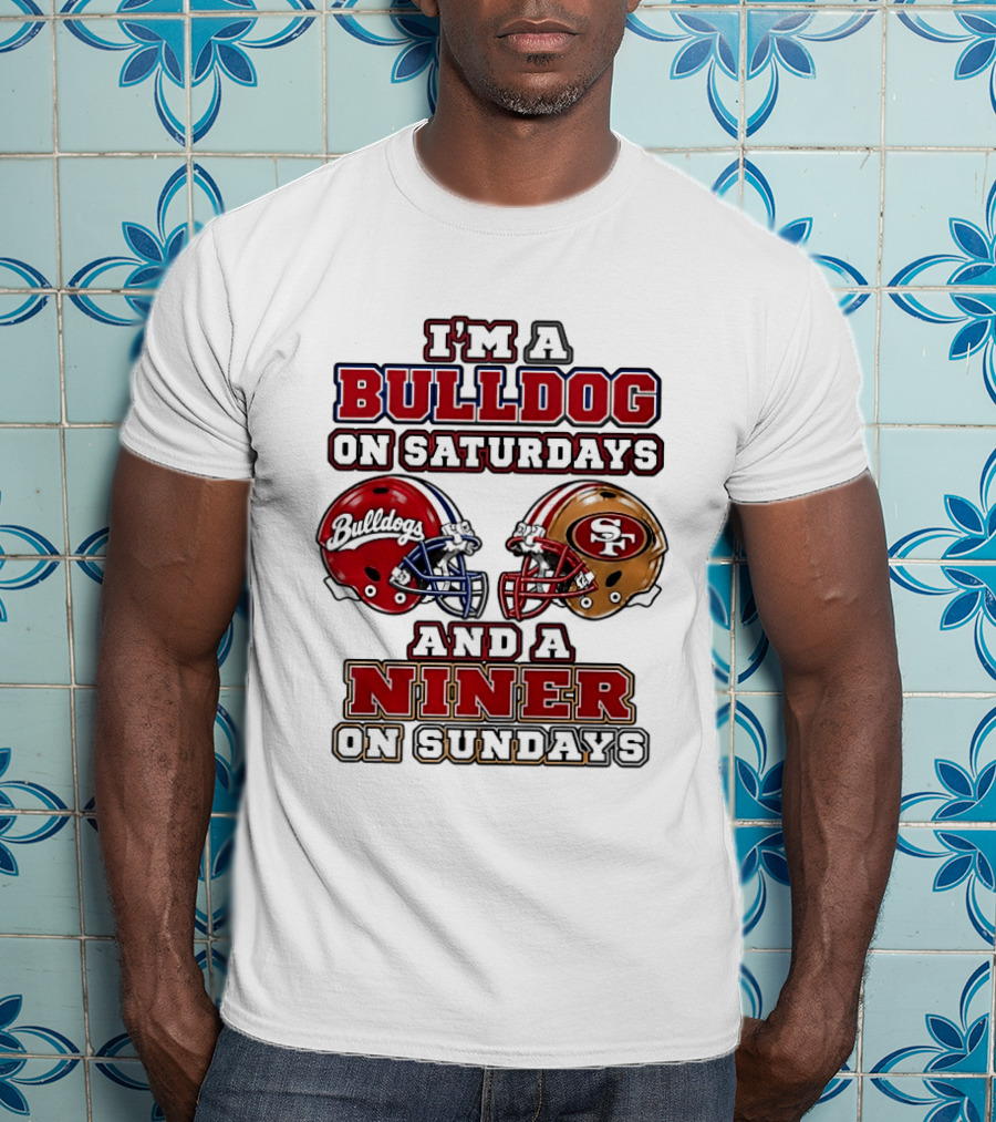 I'm A Bulldog On Saturdays And A Niner On Sundays Football Helmets T-Shirt