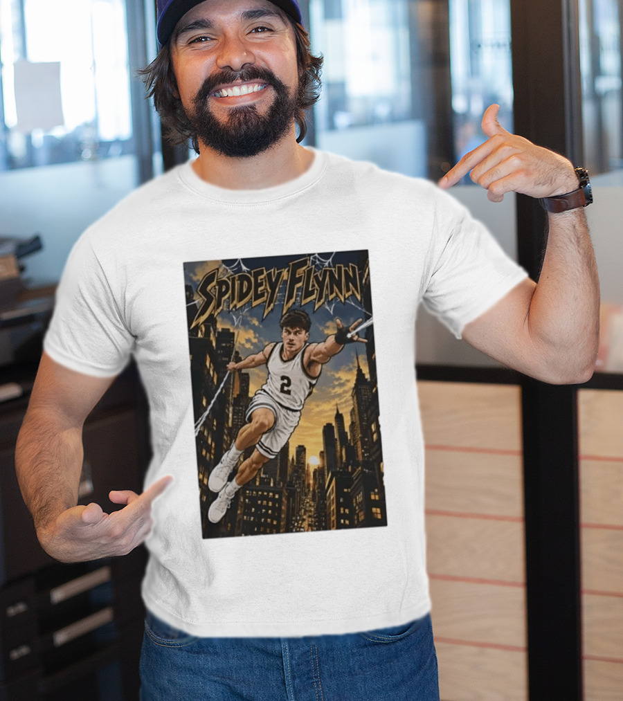 Spidey Flynn Basketball Superhero City Skyline Action T-Shirt