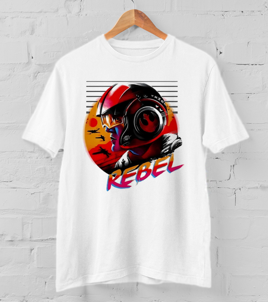 Star Wars Rebel Pilot Helmet Sunset Sci Fi Rebel T-Shirt