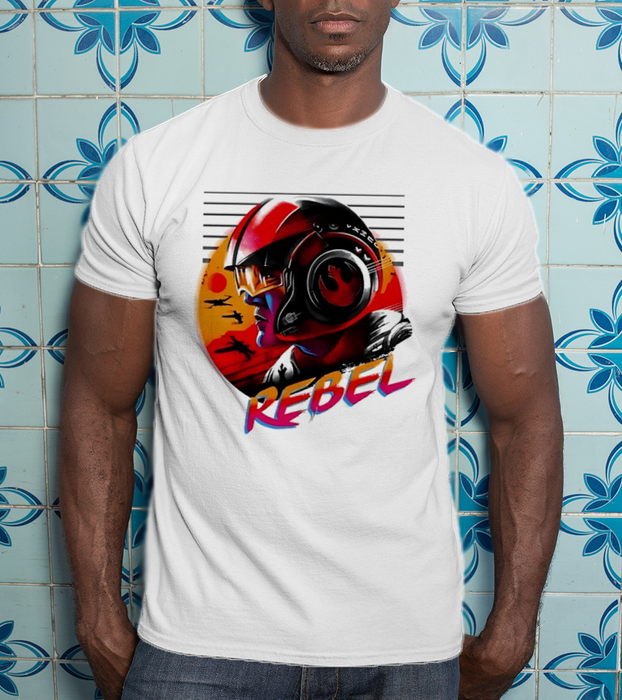 Star Wars Rebel Pilot Helmet Sunset Sci Fi Rebel T-Shirt