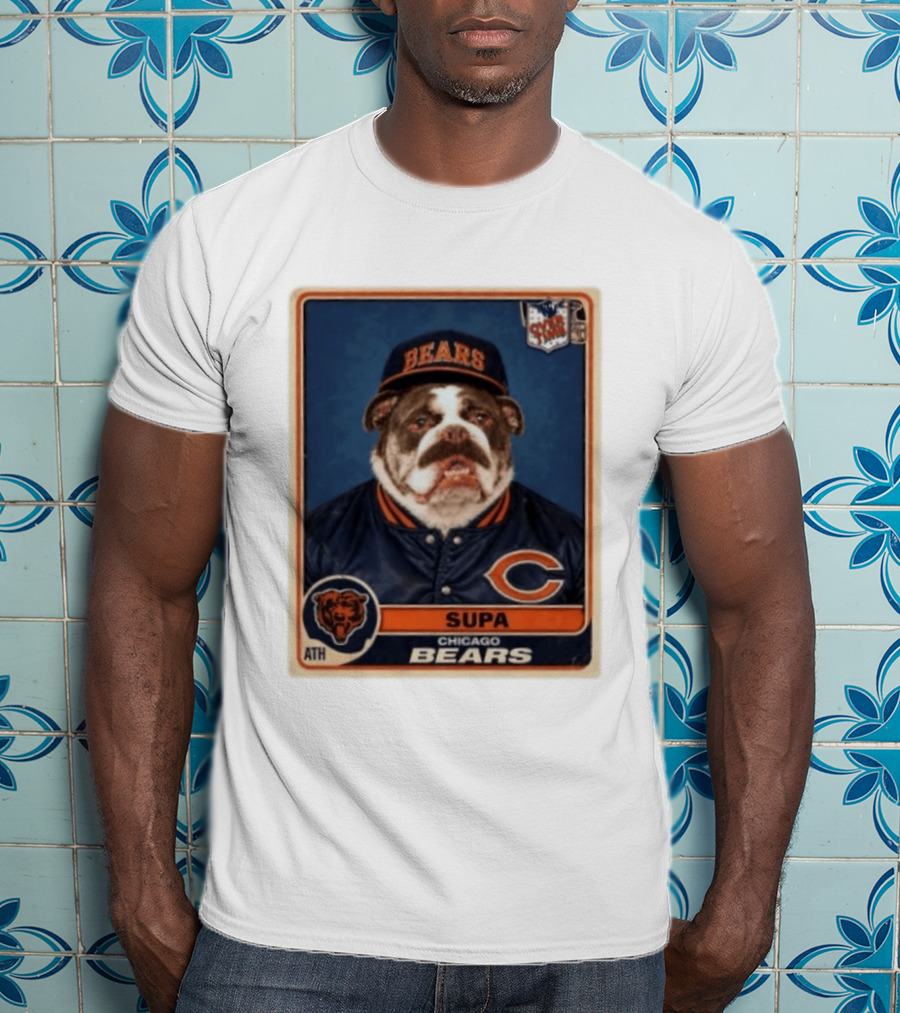 Supa Chicago Bears Football Trading Card Bulldog ATH T-Shirt