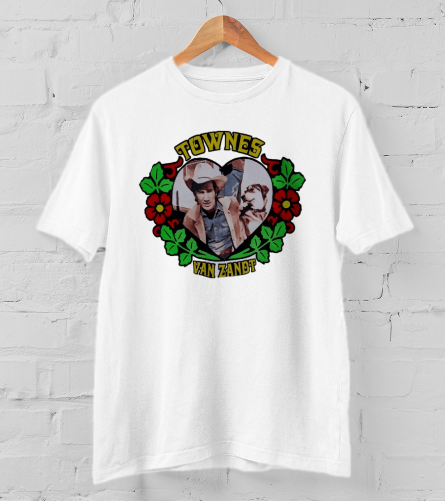 Townes Van Zandt Heart And Flowers Retro Folk T-Shirt