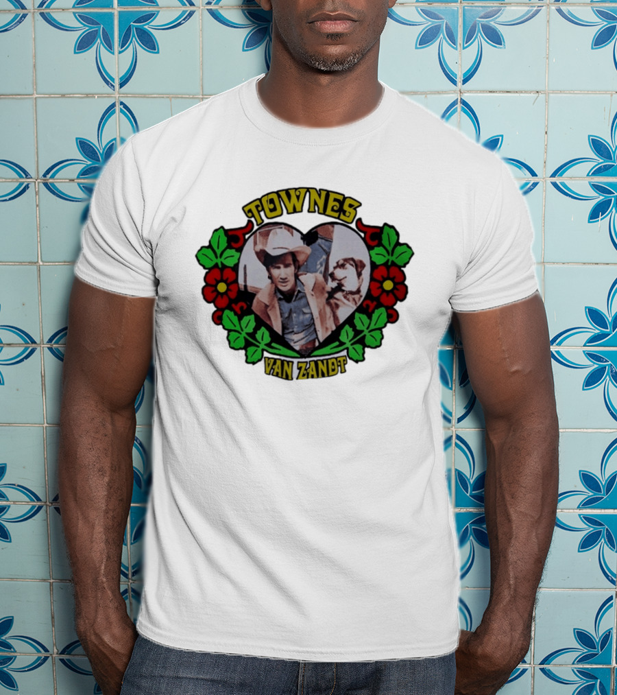 Townes Van Zandt Heart And Flowers Retro Folk T-Shirt