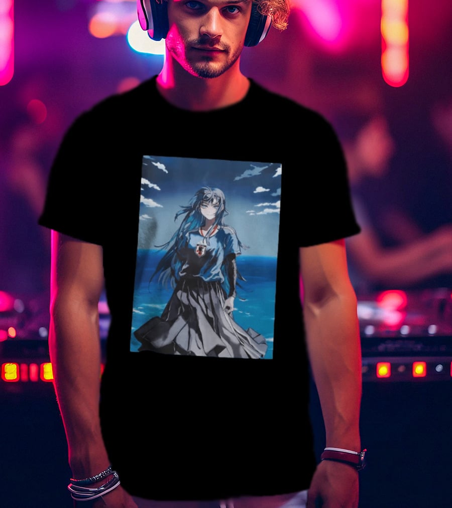 Anime Girl Japan National Football Team JFA Samurai Ocean Scene T-Shirt