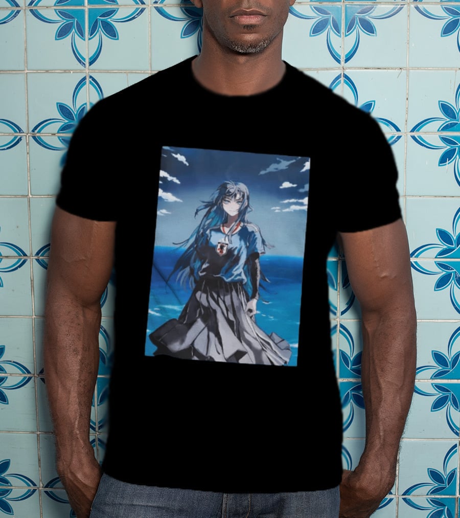 Anime Girl Japan National Football Team JFA Samurai Ocean Scene T-Shirt