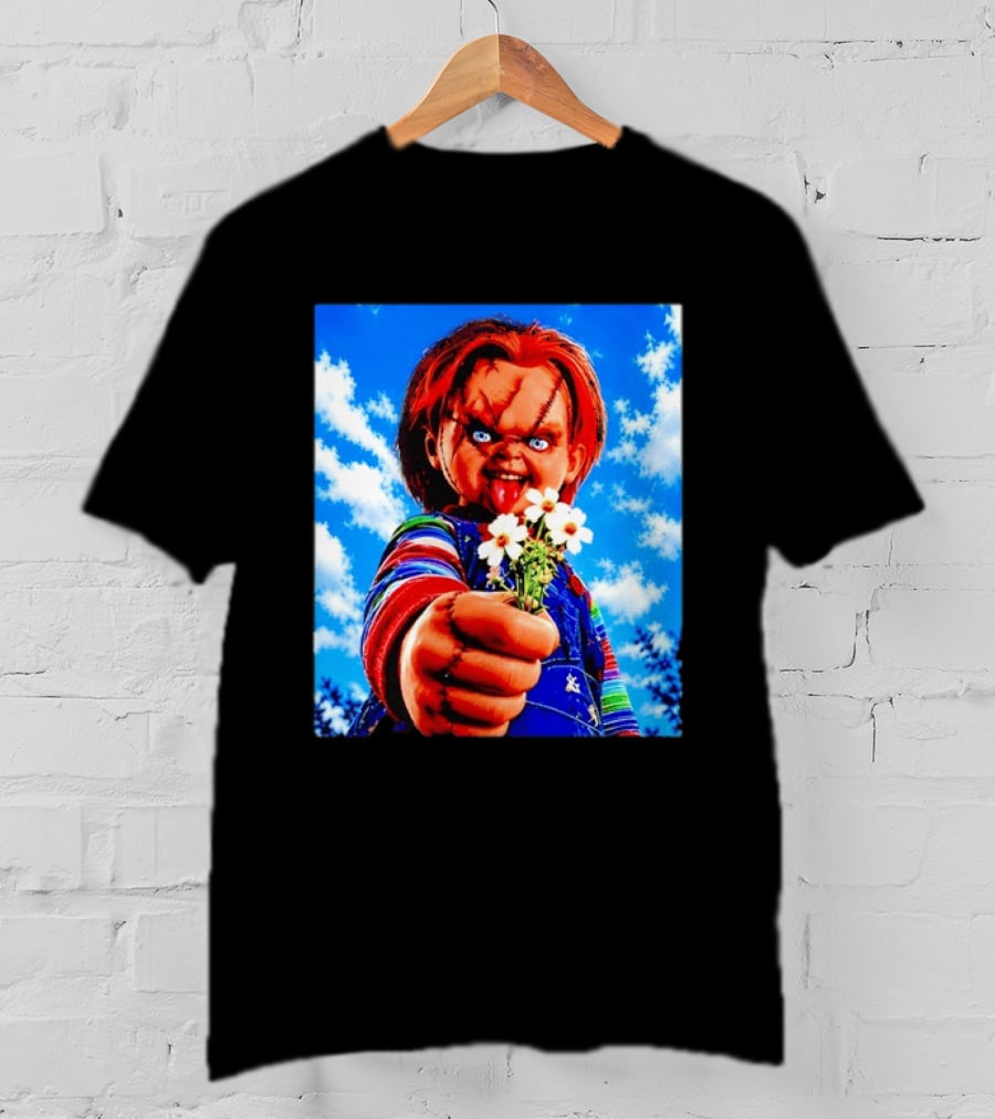 Chucky Child's Play Horror Movie Flowers Gesture T-Shirt