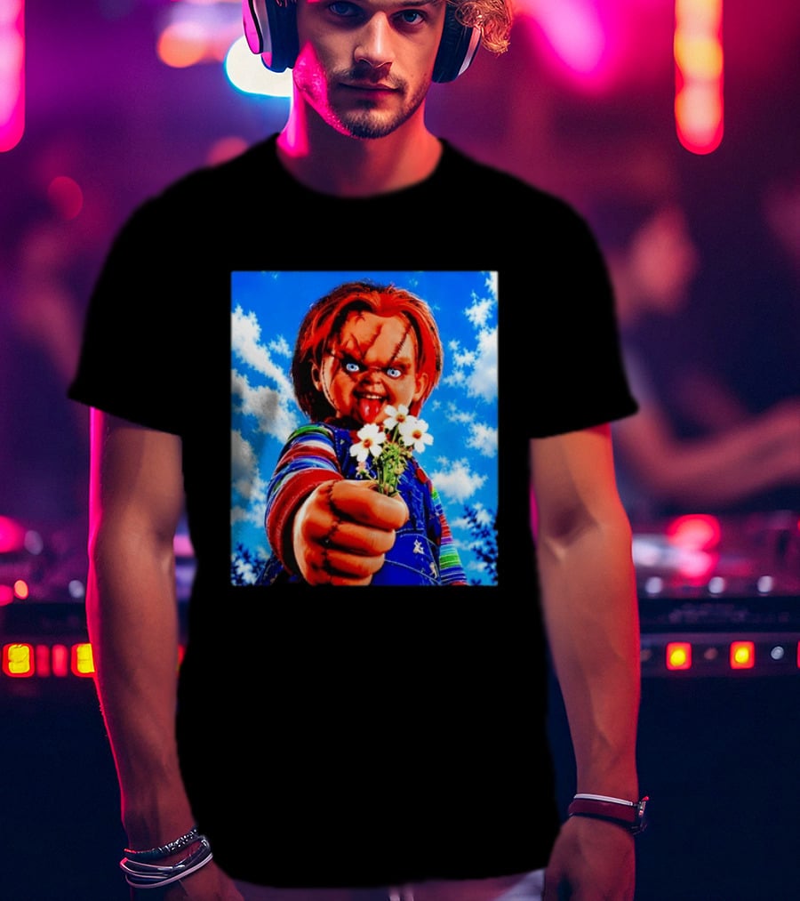 Chucky Child's Play Horror Movie Flowers Gesture T-Shirt