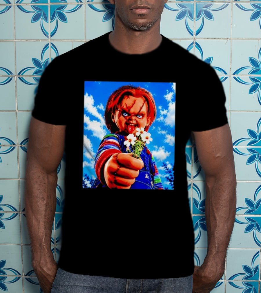Chucky Child's Play Horror Movie Flowers Gesture T-Shirt