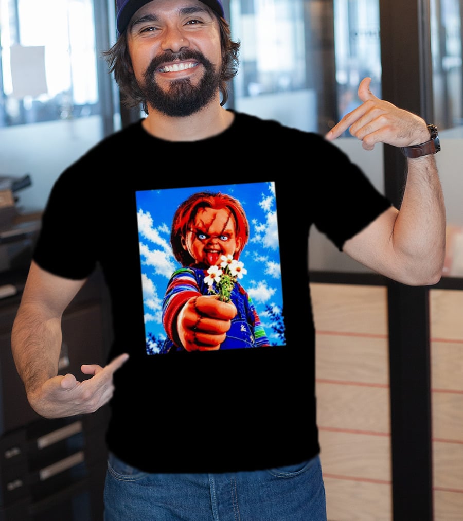 Chucky Child's Play Horror Movie Flowers Gesture T-Shirt