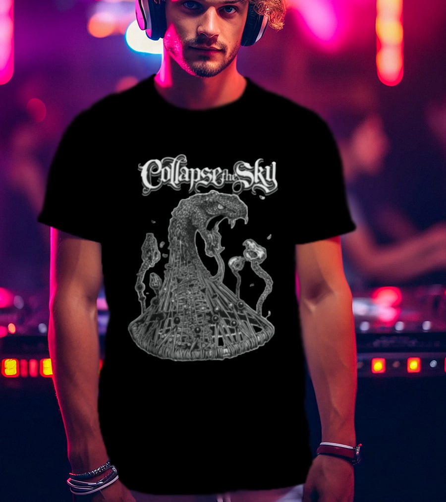 Collapse The Sky Monstrous Serpent Cage Skulls Line T-Shirt
