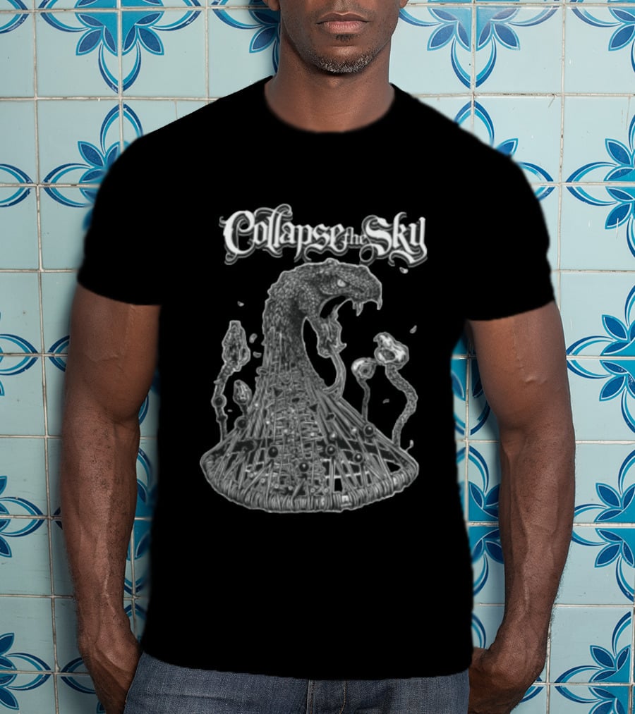 Collapse The Sky Monstrous Serpent Cage Skulls Line T-Shirt