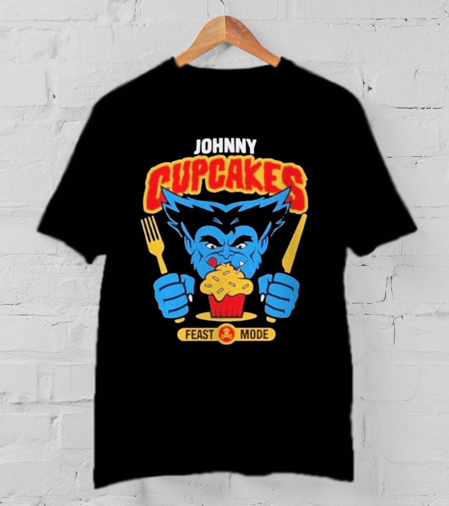 Johnny Cupcakes Feast Mode Blue Wolverine Eating Cupcake T-Shirt