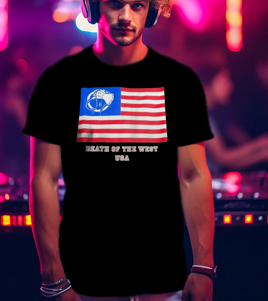 Death Of The West USA Flag Hockey Mask And Crossbones 6 T-Shirt