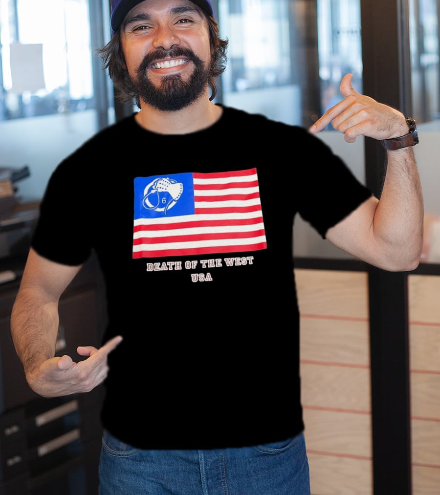 Death Of The West USA Flag Hockey Mask And Crossbones 6 T-Shirt