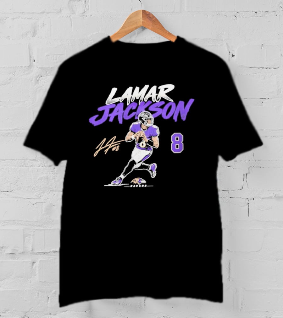 Lamar Jackson 8 Baltimore Ravens Football 2026 T-Shirt
