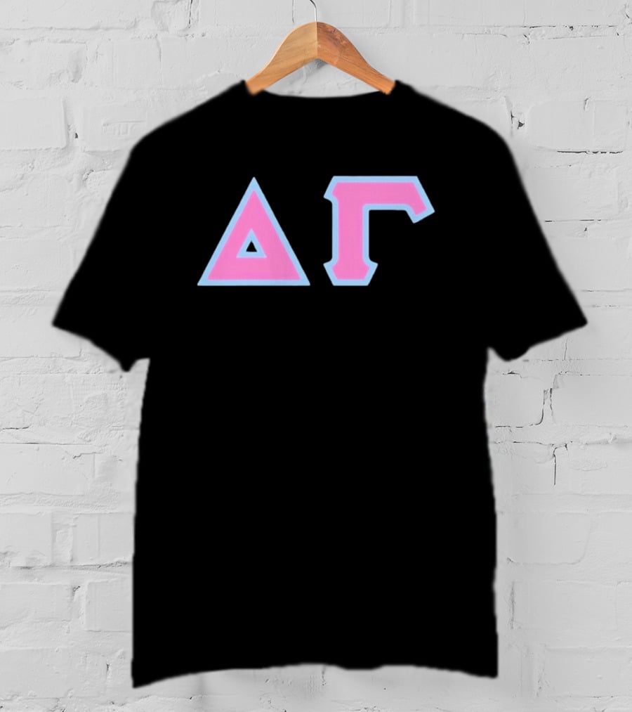 Delta Gamma Sorority Greek Letters Pink And Blue T-Shirt