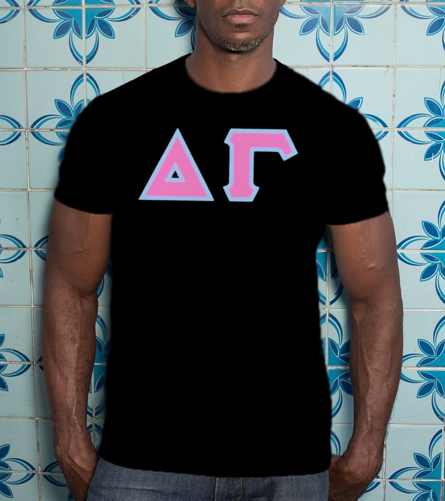 Delta Gamma Sorority Greek Letters Pink And Blue T-Shirt