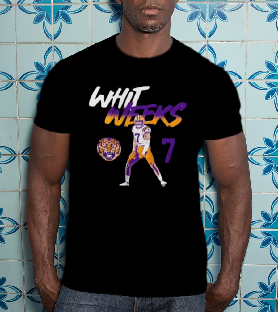 LSU Tigers Football Whit Weeks 7 Player Pose Tiger T-Shirt