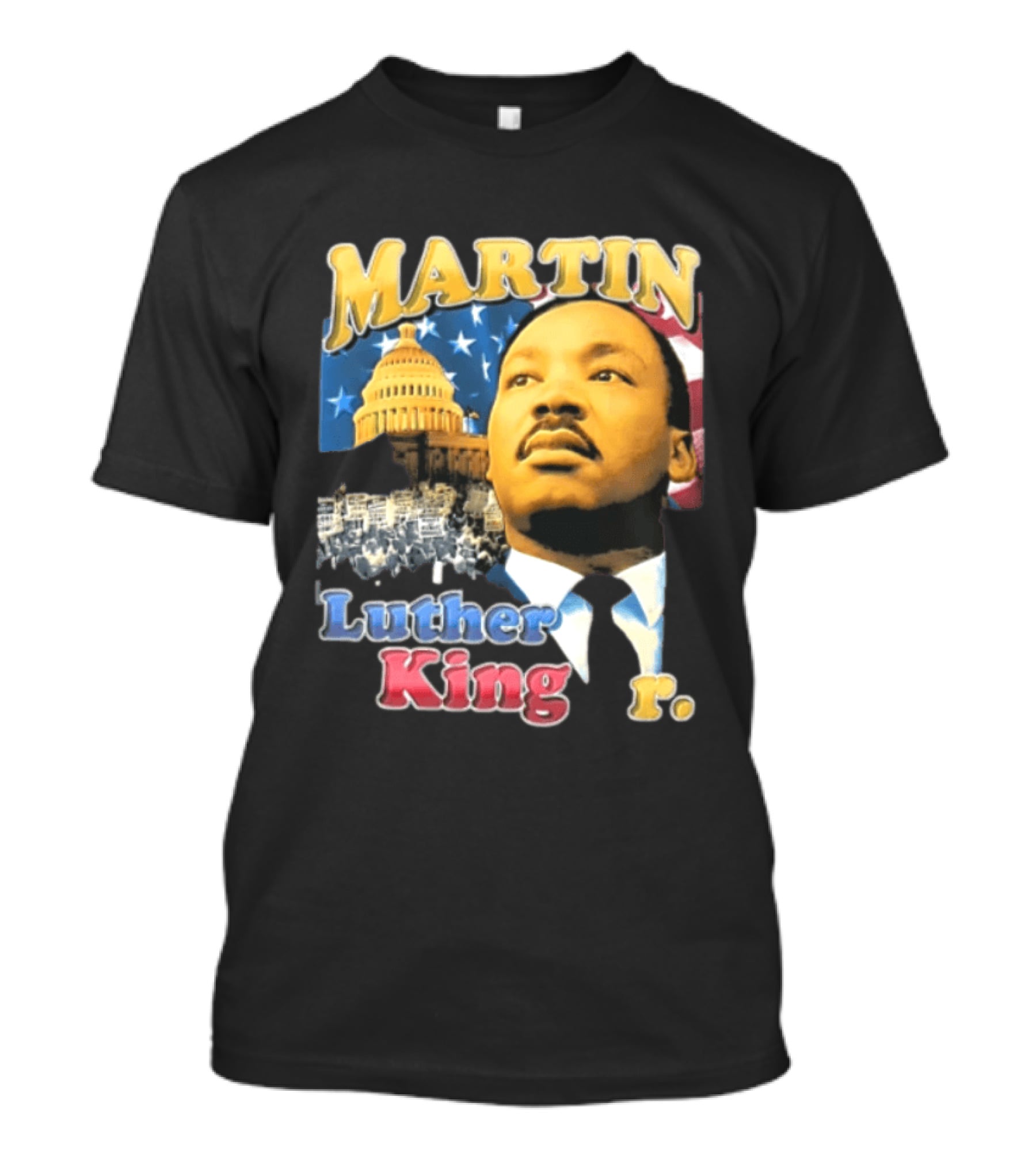 Martin Luther King Jr US Capitol American Flag Civil Rights March T-Shirt