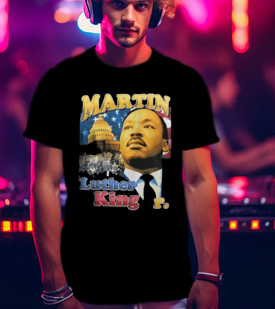 Martin Luther King Jr US Capitol American Flag Civil Rights March T-Shirt