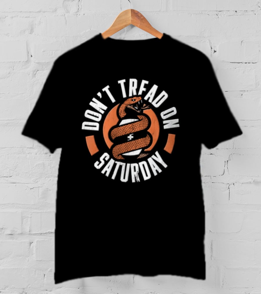 Don't Tread On Saturday Coiled Rattlesnake Orange Distressed T-Shirt