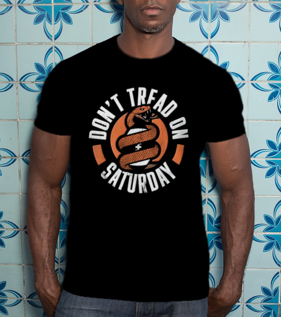 Don't Tread On Saturday Coiled Rattlesnake Orange Distressed T-Shirt