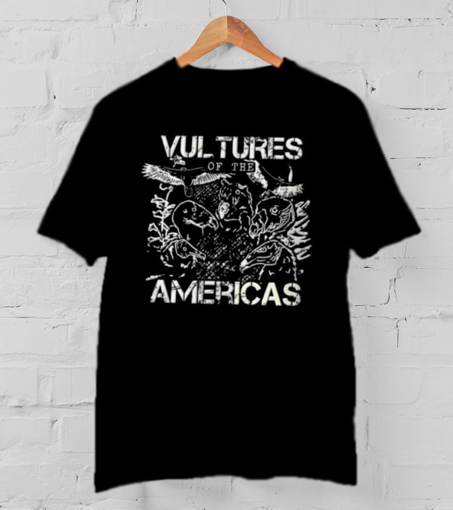 Vultures Of The Americas Distressed Birds Sketch Heads Flying T-Shirt