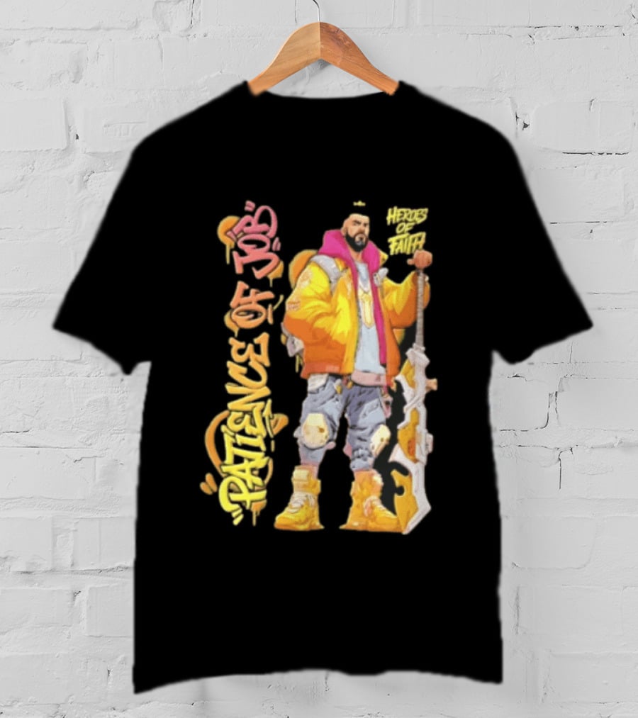 Patience Of Job Heroes Of Faith Bearded Man Sword Cartoon T-Shirt