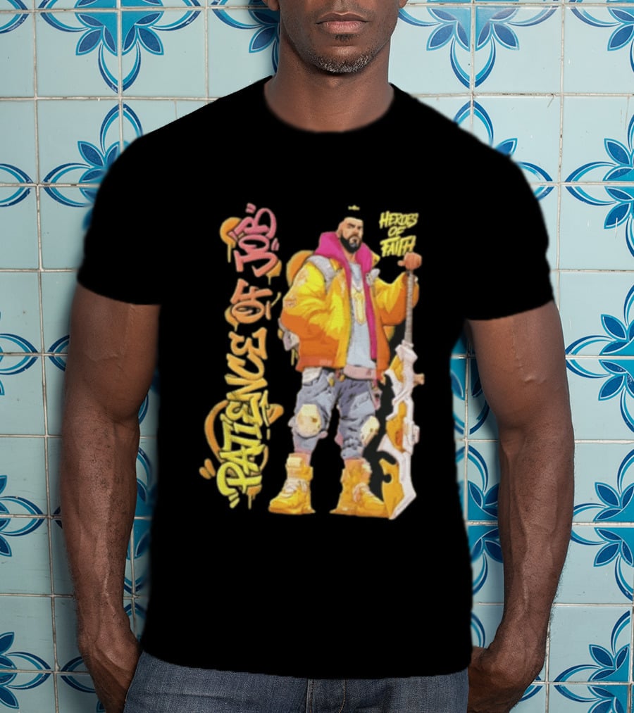 Patience Of Job Heroes Of Faith Bearded Man Sword Cartoon T-Shirt