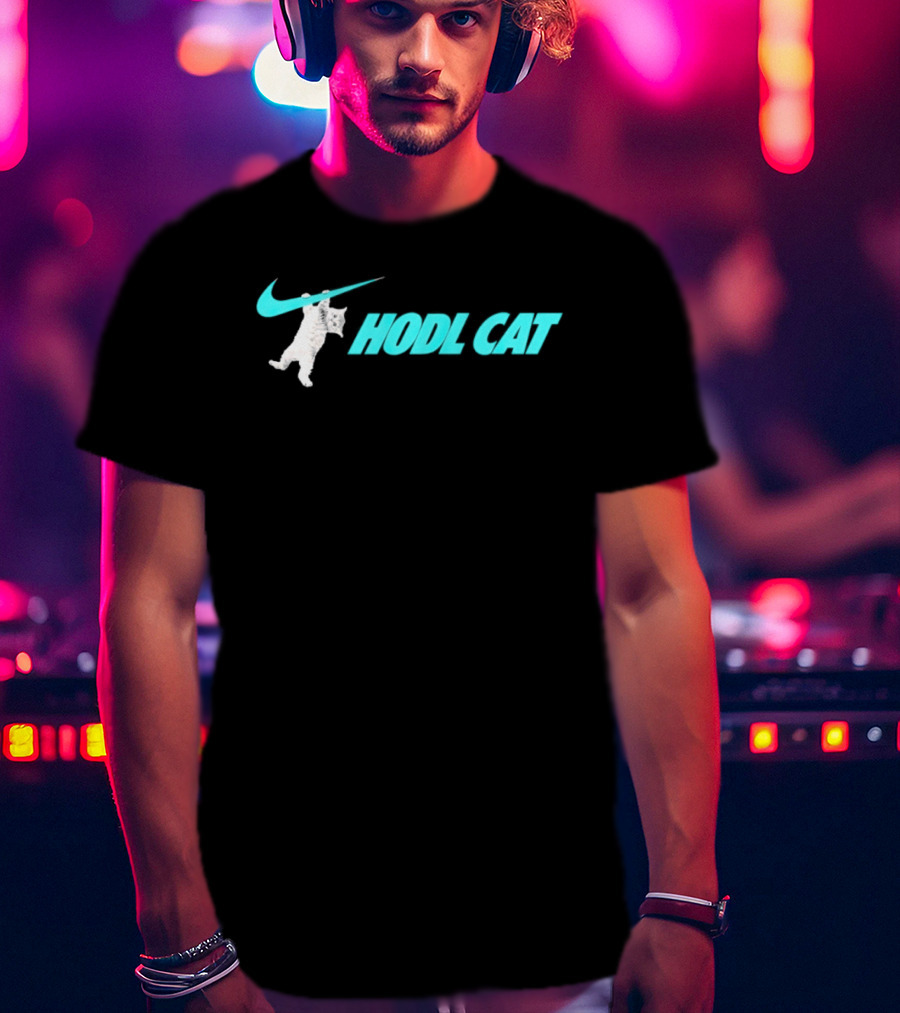 Hodl Cat Crypto Bitcoin Investing Kitten With Iconic Swoosh T-Shirt