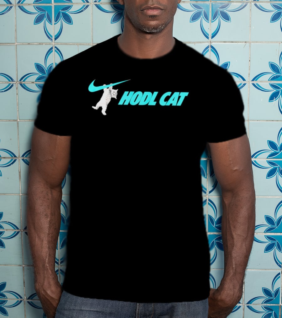 Hodl Cat Crypto Bitcoin Investing Kitten With Iconic Swoosh T-Shirt