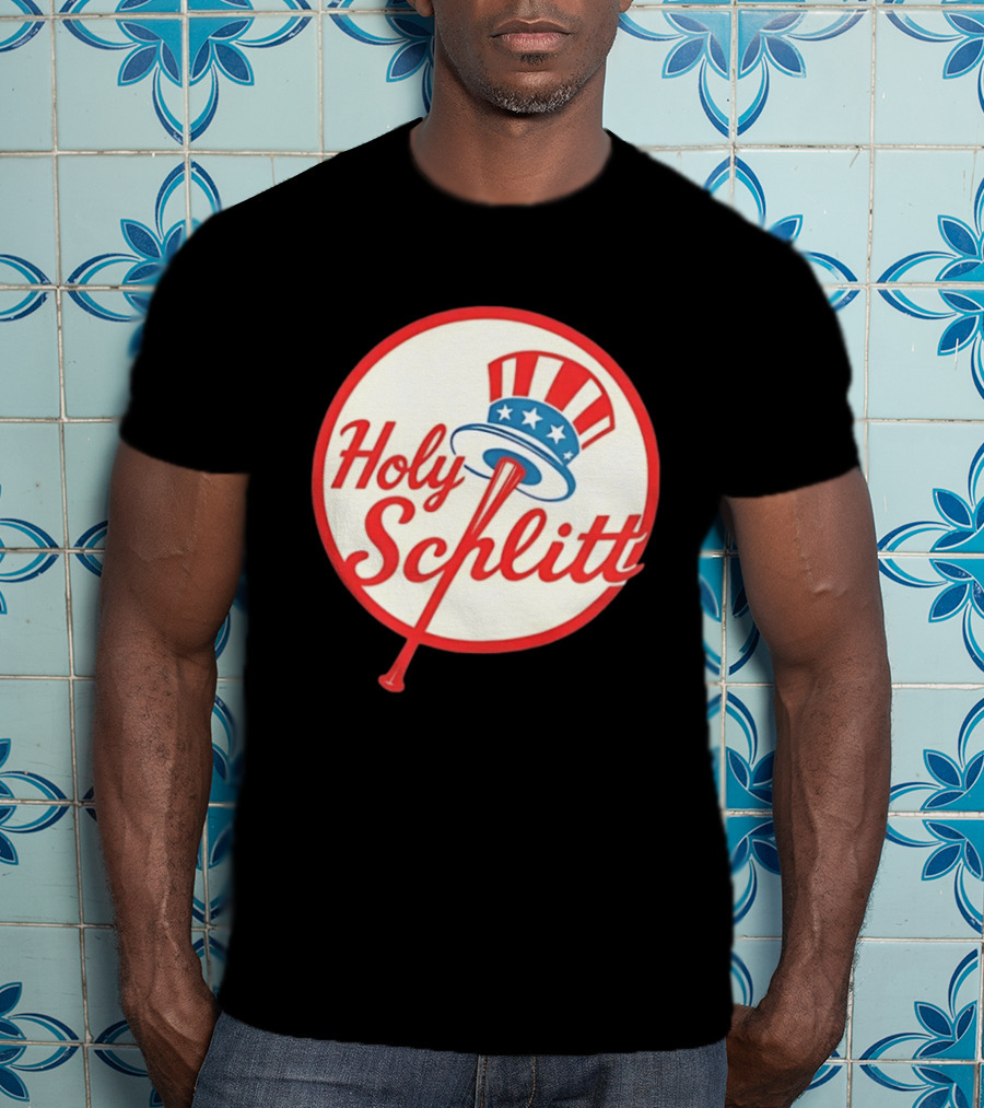 Holy Schlitt Uncle Sam Hat Patriotic Baseball T-Shirt