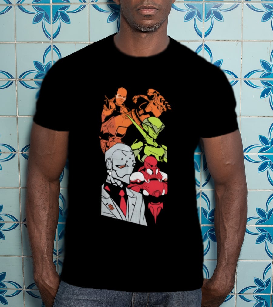 Over Characters Group Sigma Genji Reinhardt Colorful T-Shirt