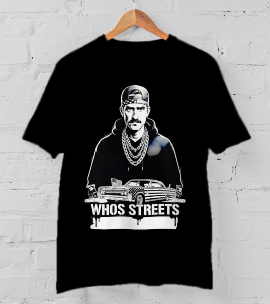 Whos Streets American Flag Car And Man Street Chain Hip Hop Culture T-Shirt