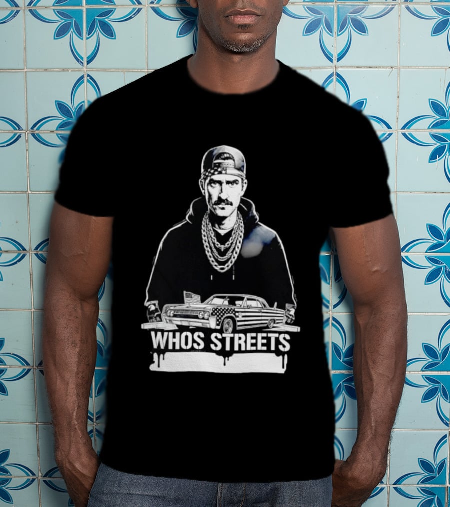Whos Streets American Flag Car And Man Street Chain Hip Hop Culture T-Shirt
