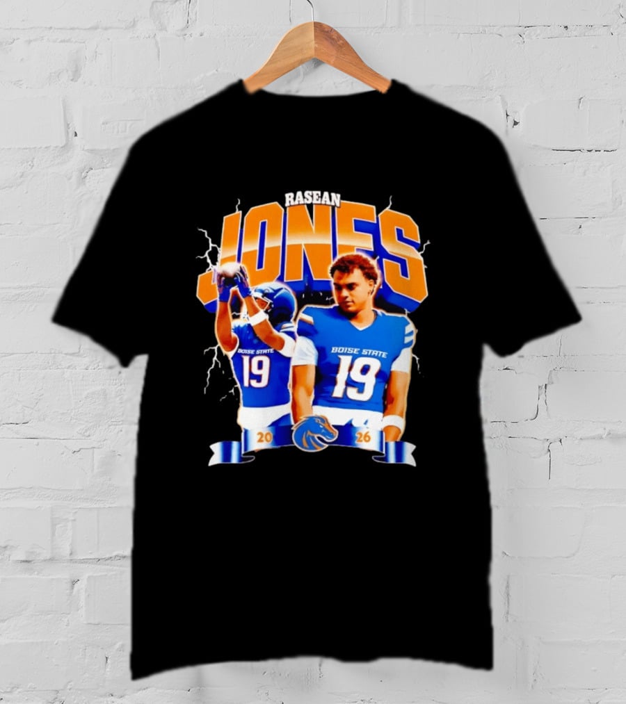 Rasean Jones Boise State Football 2026 Electric Blue Broncos T-Shirt