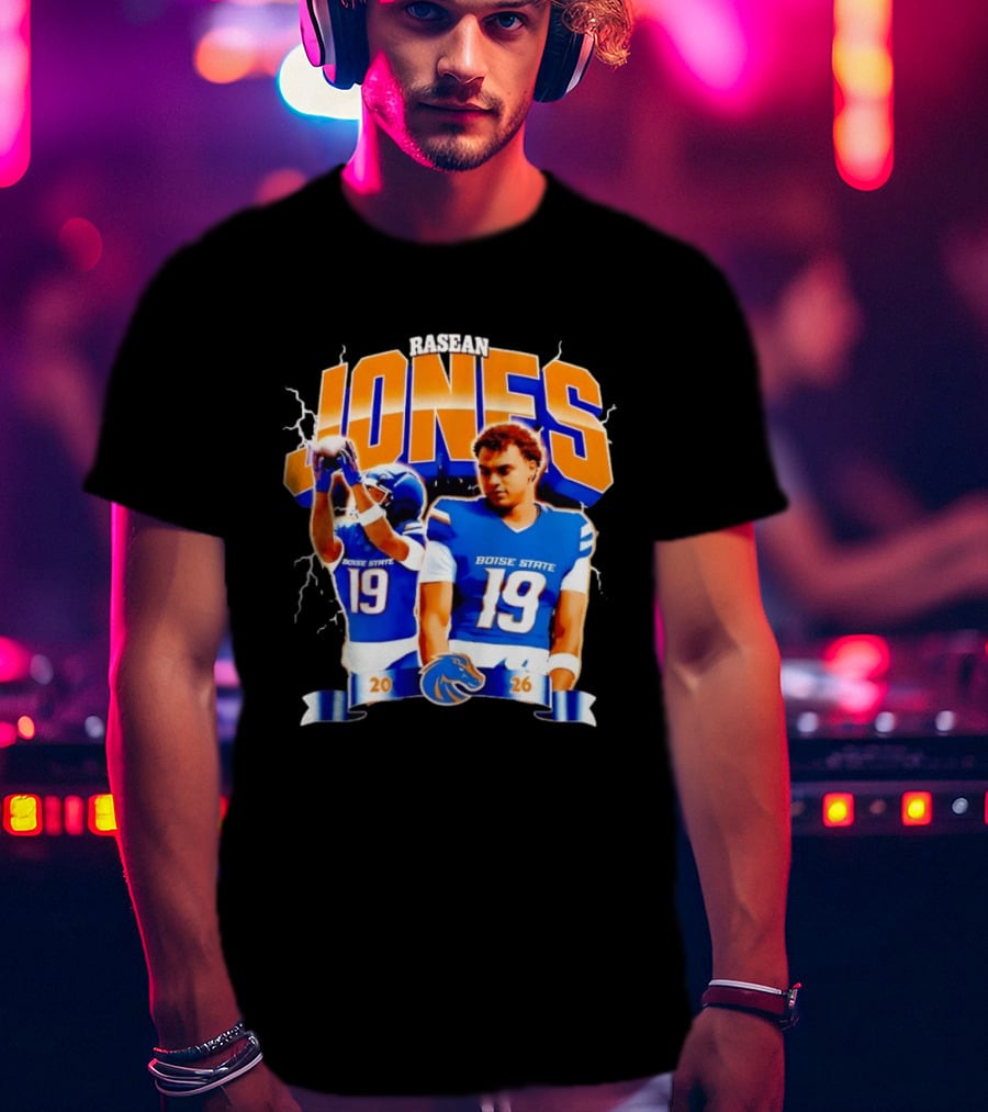 Rasean Jones Boise State Football 2026 Electric Blue Broncos T-Shirt