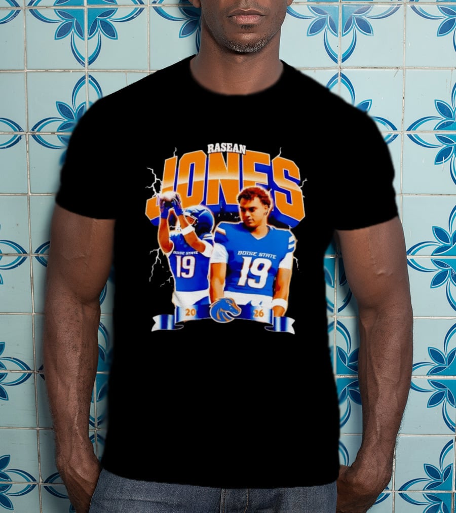 Rasean Jones Boise State Football 2026 Electric Blue Broncos T-Shirt
