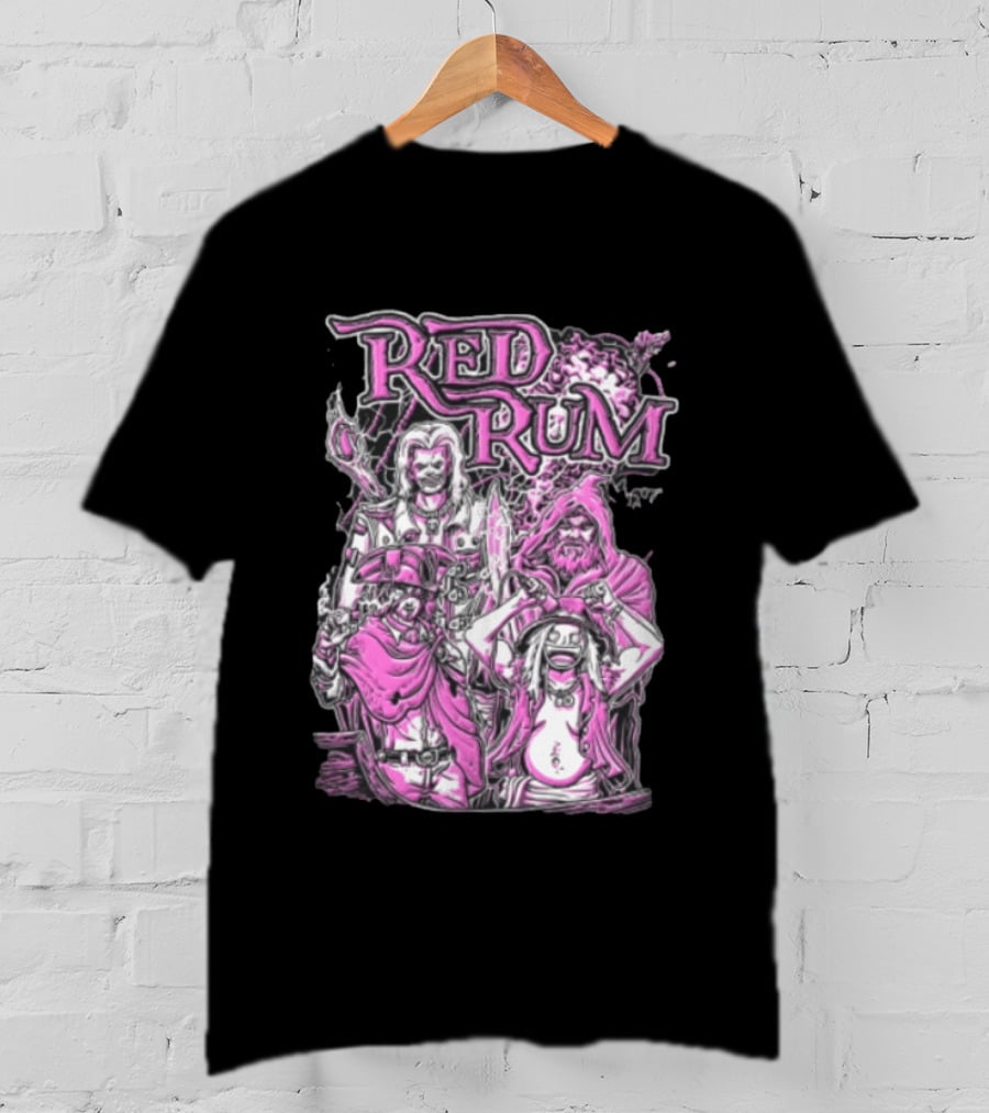 Red Rum Pink Pirate Crew Captain Hooded Wizard Comic Line T-Shirt